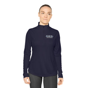 Here I am Hineni logo Ladies Quarter-Zip Pullover