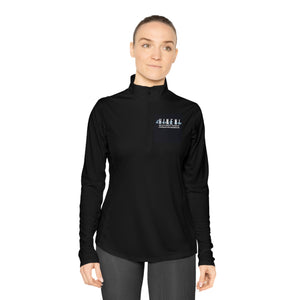 Here I am Hineni logo Ladies Quarter-Zip Pullover