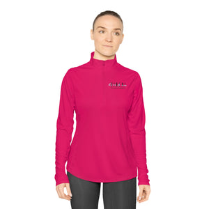 Here I am Hineni logo Ladies Quarter-Zip Pullover