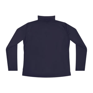 Here I am Hineni logo Ladies Quarter-Zip Pullover