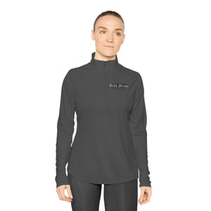 Here I am Hineni logo Ladies Quarter-Zip Pullover