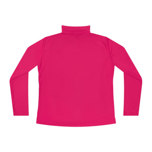 Here I am Hineni logo Ladies Quarter-Zip Pullover