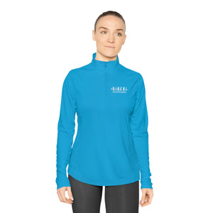 Here I am Hineni logo Ladies Quarter-Zip Pullover