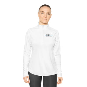 Here I am Hineni logo Ladies Quarter-Zip Pullover