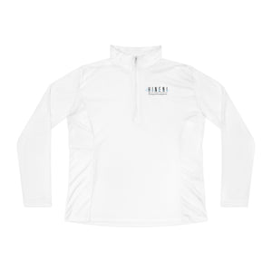 Here I am Hineni logo Ladies Quarter-Zip Pullover