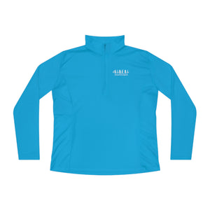 Here I am Hineni logo Ladies Quarter-Zip Pullover