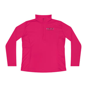 Here I am Hineni logo Ladies Quarter-Zip Pullover