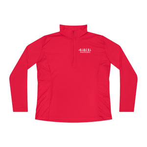 Here I am Hineni logo Ladies Quarter-Zip Pullover