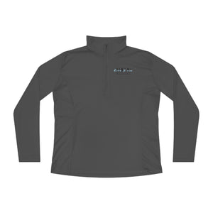 Here I am Hineni logo Ladies Quarter-Zip Pullover